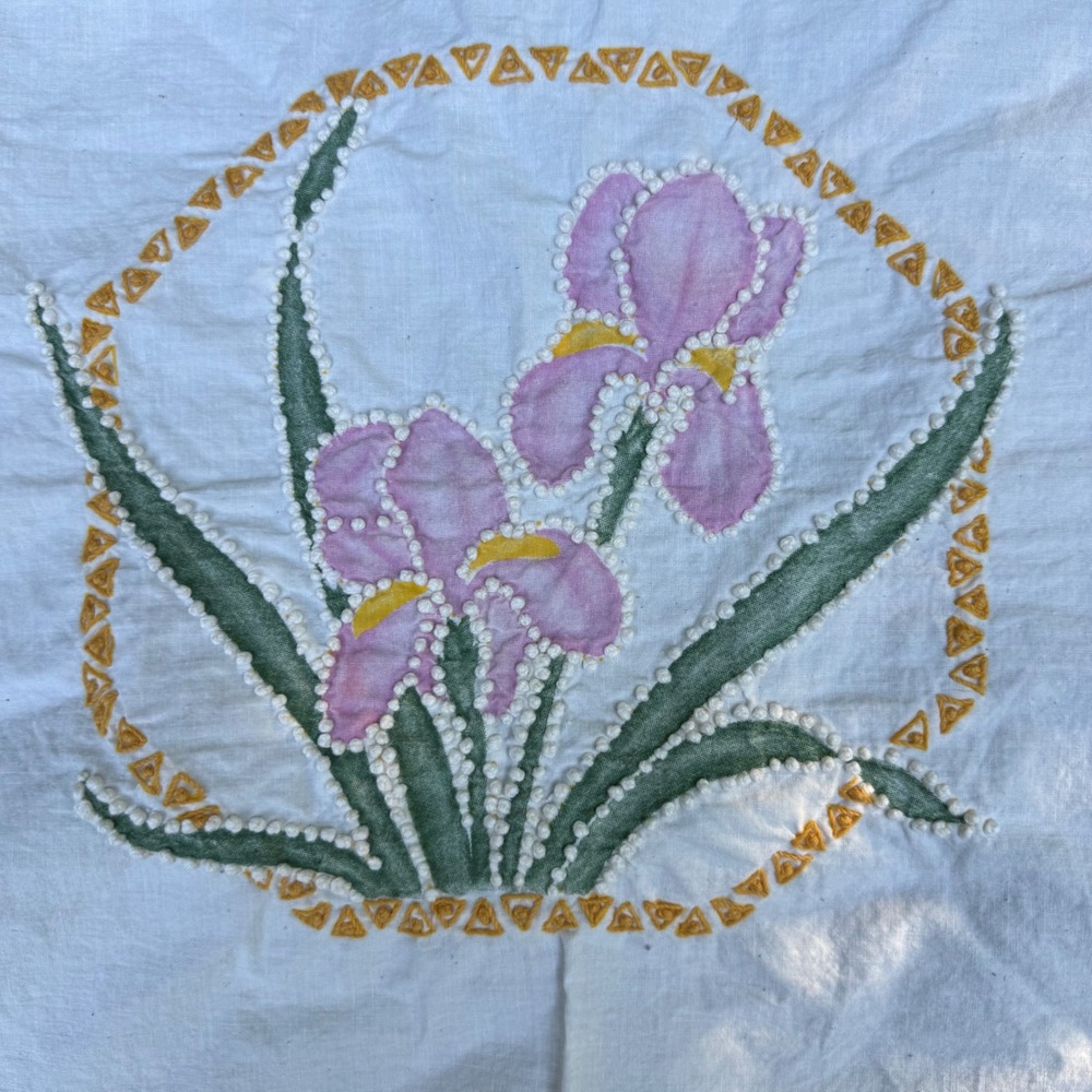 2. Vtg Creative Moments 8322 Iris Candlewick Embroidery Pillow Top Unfinished